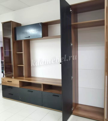 Гостиная Крокус (Дуб делано/Черный глянец)