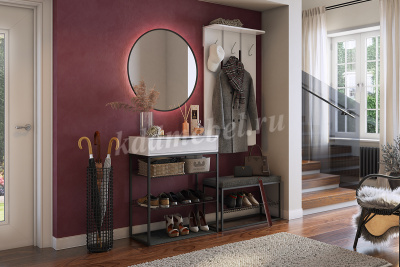 Обувница Краш (Черный муар/Белое дерево)