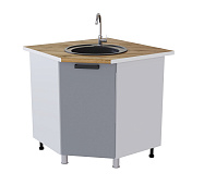 Шкаф нижний угловой мойка УМ кухня Танго без столешницы (Белый/Горький шоколад глянец)