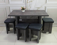 Обеденая группа тип 2 Милан (Ательер темное/Сфинкс черный кожзам)