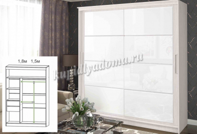 Шкаф-купе Танго 1.8 лакобель Р (Анкор светлый)