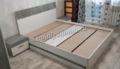 Кровать Инстайл КР-04 1.6 с настилом (Грей/Белый глянец)