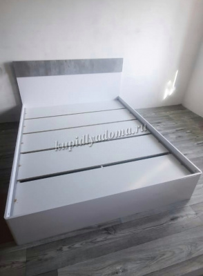 Кровать Инстайл КР-04 1.6 с настилом (Грей/Белый глянец)