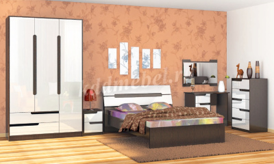 Кровать Гавана 1.6 (Венге/Акрил белый)