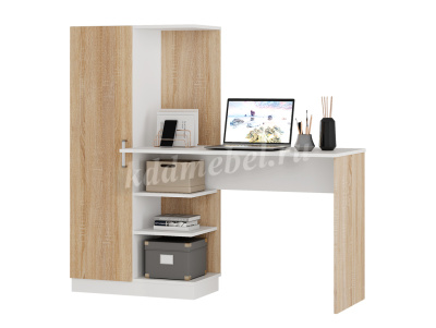 Стол компьютерный Бейсик (Дуб сонома/Белый)