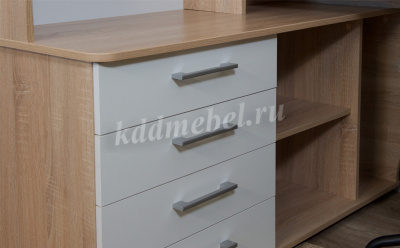 Стол компьютерный угловой с надставкой Гарвард левый 130*120 (Дуб сонома/Белый)