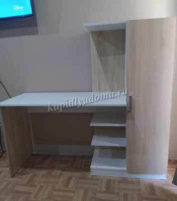 Стол компьютерный Бейсик (Дуб сонома/Белый)