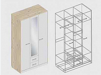 Шкаф Милана 3дв. 1200 с ящиками (Гаскон пайн/Белый лофт)