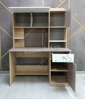 Стол компьютерный Котофей (Дуб ирландский/Белый/Мокко)