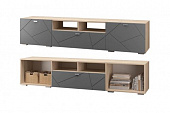 Тумба ТВ Скай Лайн с 1 ящиком и 2 дверками (Дуб сонома/Графит)