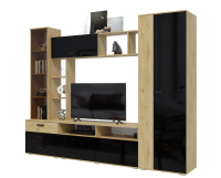 Крокус гостиная Дуб вотан Черный глянец 1