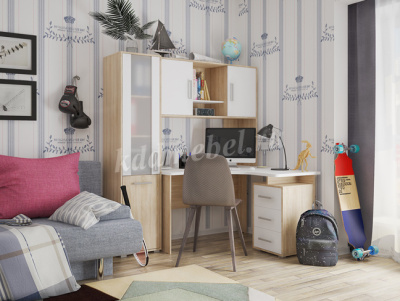 Стеллаж-шкаф Лайт-2 (Дуб сонома/Белый)