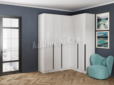 Шкаф угловой Мадрид прямой угол (Белый древесные поры)