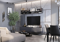 Гостиная Квинта 1600 (Темно-серый/Силк титан/Графит)