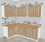 Кухня угловая Юлия 1,35*1,85 МДФ (Дуб сонома/Столешница Дуб вотан)