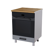 Шкаф нижний духовой 6Д кухня Осло без столешницы (Белый/Карбон сакура) 