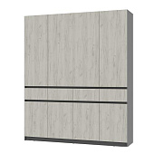 Шкаф Багира 4-х створчатый (Графит/Дуб крафт белый)