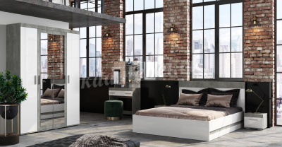 Кровать Инстайл КР-04 1.6 с настилом (Грей/Белый глянец)