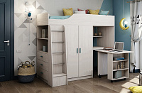 Кровать-чердак Каприз-8 с выкатным столом (Анкор белый)