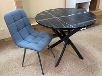 Стол обеденный пластик Арчи-3 0.9 (Черный тунис 3074/Опоры черные)