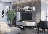 Гостиная Квинта 2000 (Белый лофт/Софт айс/Белый)