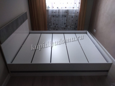 Кровать Инстайл КР-04 1.6 с настилом (Грей/Белый глянец)