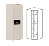 Шкаф угловой Сити-5 (Сосна карелия/Черный глянец)