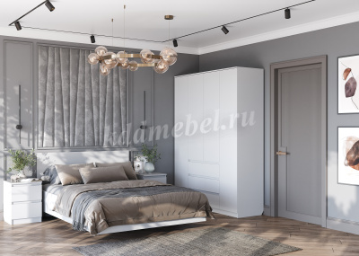 Тумба прикроватная Бьянко с ящиками (Белый лофт)