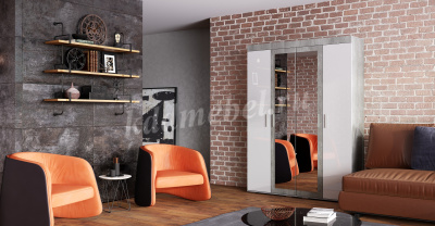 Кровать Инстайл КР-04 1.6 с настилом (Грей/Белый глянец)